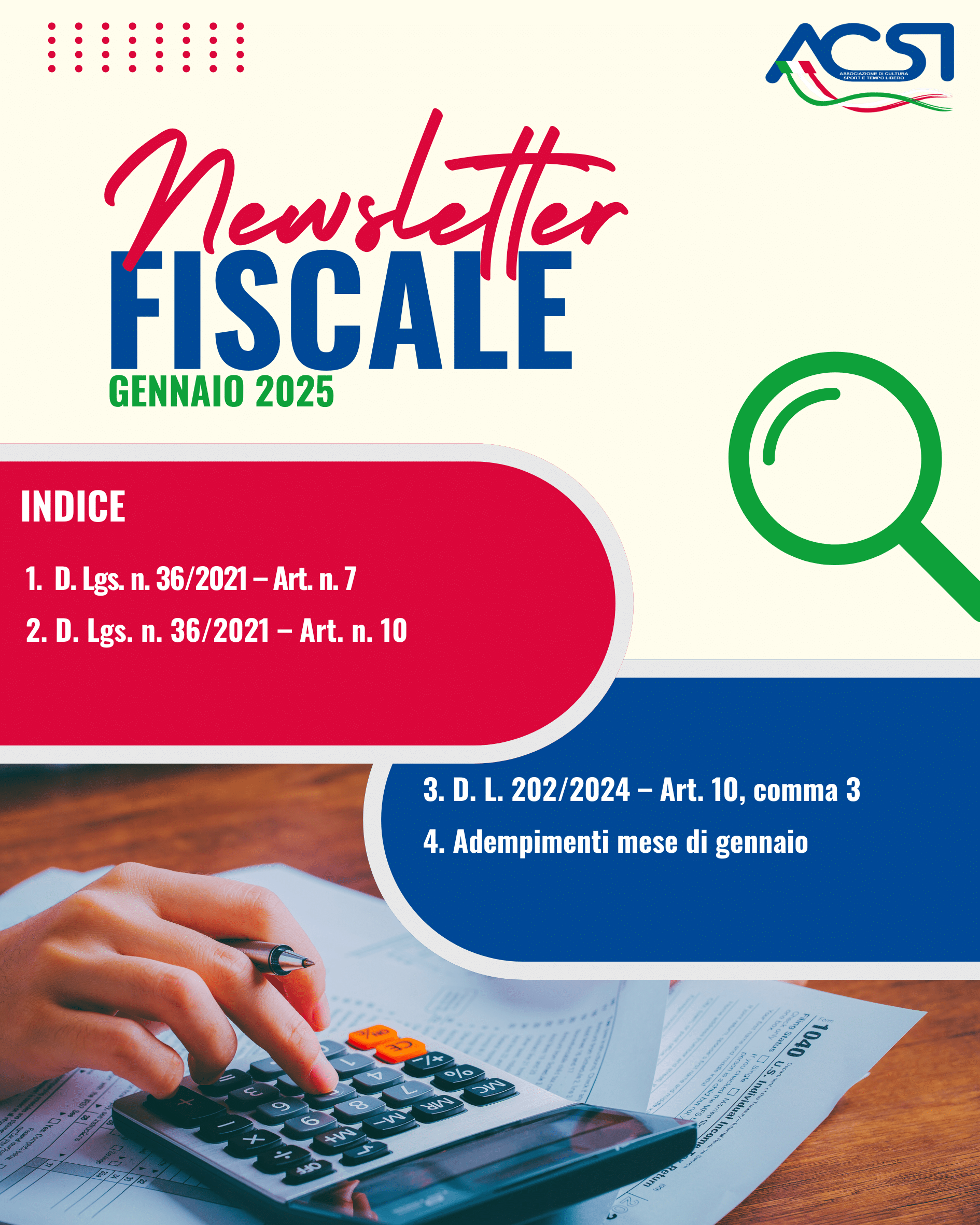 NEWSLETTER FISCALE ACSI &ndash; GENNAIO 2025